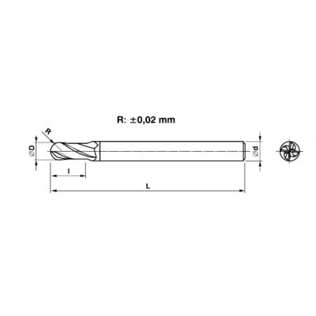 Fréza tvrdokovová dlouhá 4 břitá kopírovací TiAlN - MASTERCUT
