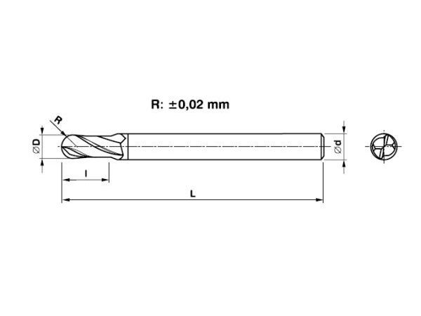 Fréza tvrdokovová dlouhá 2 břitá kopírovací...