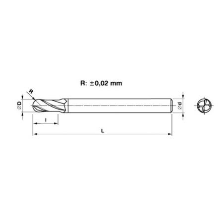 Fréza tvrdokovová dlouhá 2 břitá kopírovací TiAlN - MASTERCUT