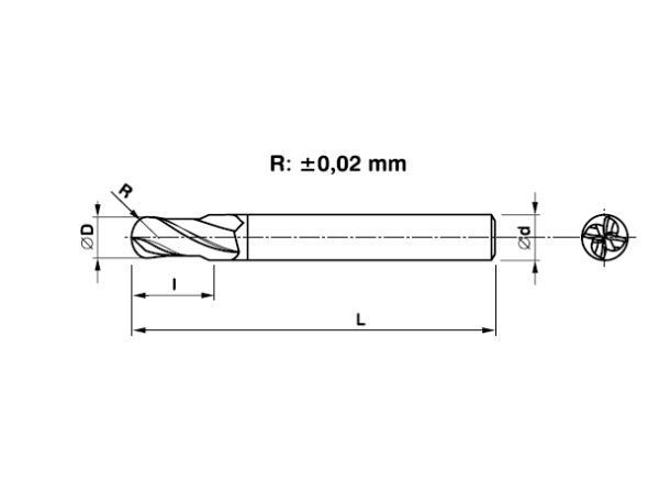 Fréza tvrdokovová krátká 4 břitá kopírovací...