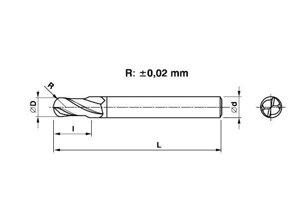 Fréza tvrdokovová krátká 2 břitá kopírovací...