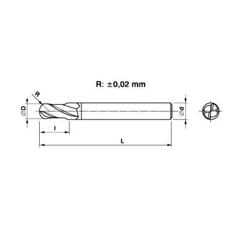 Fréza tvrdokovová krátká 2 břitá kopírovací TiAlN - MASTERCUT