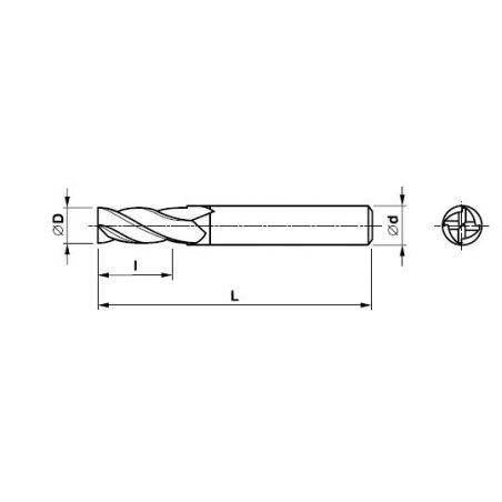 Fréza tvrdokovová krátká 4 břitá TiAlN - MASTERCUT
