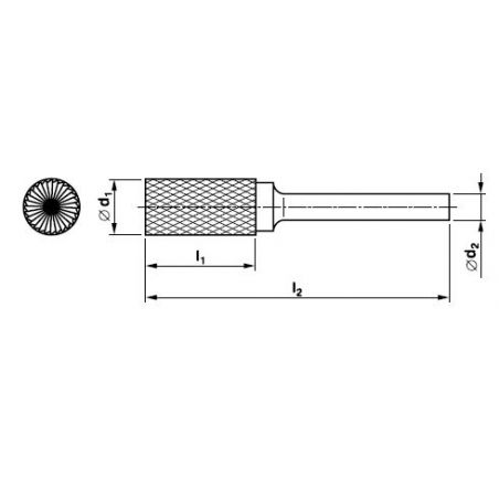 Technická fréza tvrdokovová válcová s čelním břitem typ B - TEC-SPIRAL