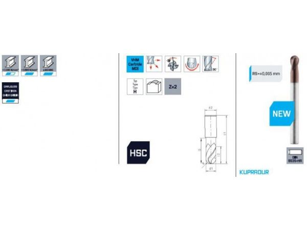 Fréza SK kopírovací dlouhá HSC 2 břitá 7160 -...