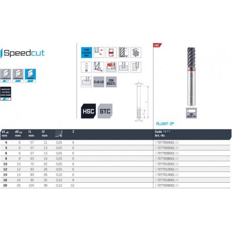 Fréza SK válcová čelní dlouhá SPEEDCUT 68 HRC 7277 - MAYKESTAG