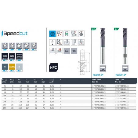 Fréza SK válcová čelní extra dlouhá SPEEDCUT Uni 7737 - MAYKESTAG
