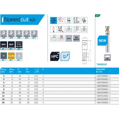 Fréza SK válcová čelní krátká HPC SPEEDCUT 4.0 Uni 8207 - MAYKESTAG