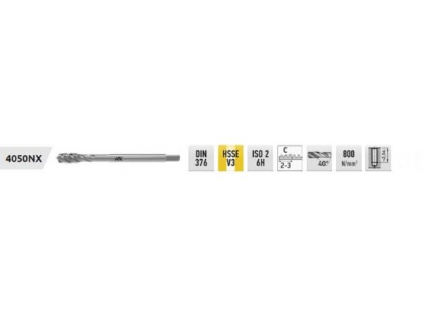 Závitník strojní DIN 376, ISO2, HSSE-V3 223044
