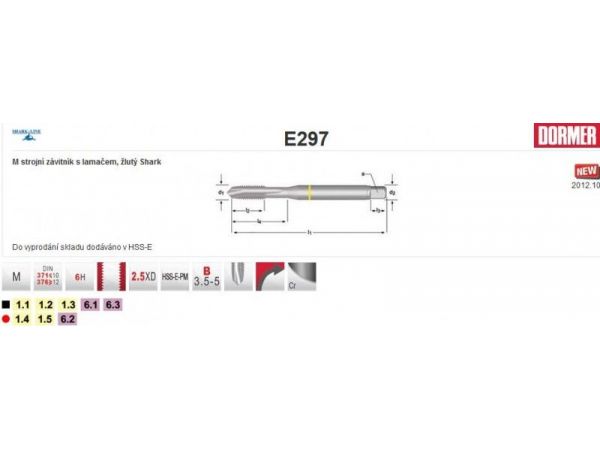Strojní závitník SHARK, DIN 371 - DORMER