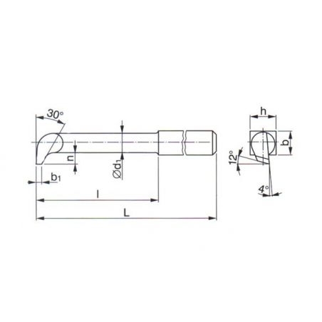 Soustružnický nůž - z rychlořezné oceli na zápichy vnitřních závitů