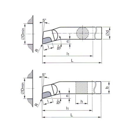 Soustružnický nůž - s pájenou destičkou z SK rohový vnitřní