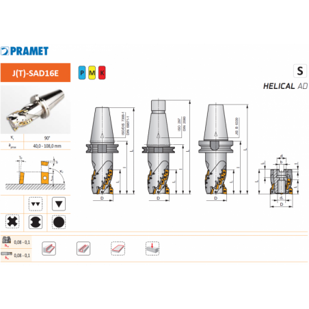 Válcová fréza s břity ve šroubovici DIN2080 HELICAL AD - PRAMET