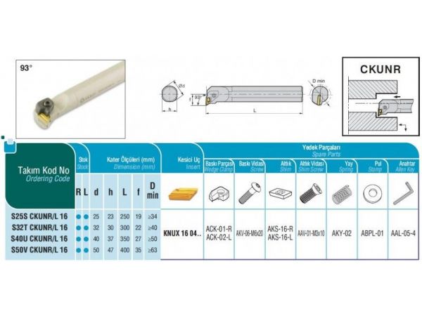 Soustružnický nůž - pro vnitřní soustružení -...