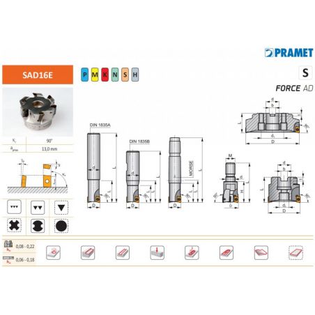 Modulární fréza FORCE AD (H4) 32A3R043M16-SAD16E-C - PRAMET