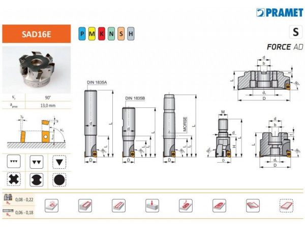 Stopková fréza FORCE AD  Weldon SAD 16 E - PRAMET