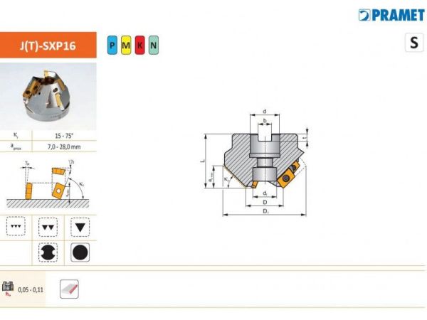 Fréza pro frézování úkosů J(T)-SXP16 - PRAMET