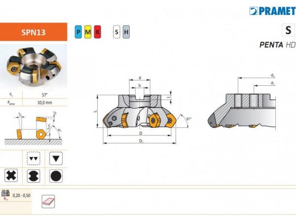 Čelní nástrčná fréza PENTA HD SPN 13 - PRAMET