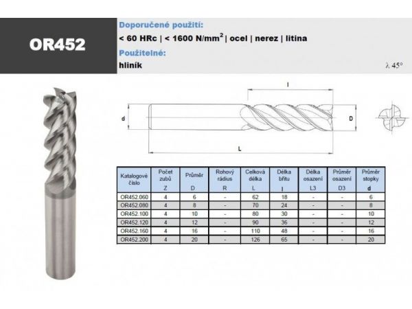 Fréza SK válcová čelní 4-břitá se šroubovicí...
