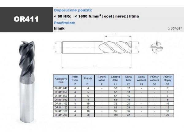 Fréza SK válcová čelní 4-břitá s dvojitou...