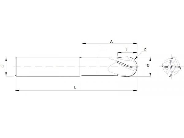 Fréza SK kulová do tvrdých materiálů 70 HRc -...