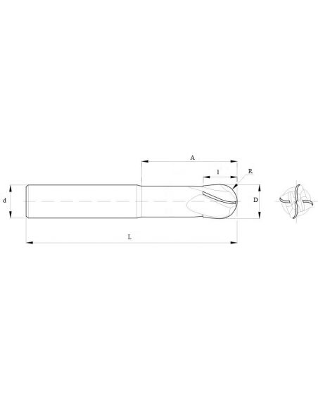 Fréza SK kulová do tvrdých materiálů 70 HRc - PILANA Karbid