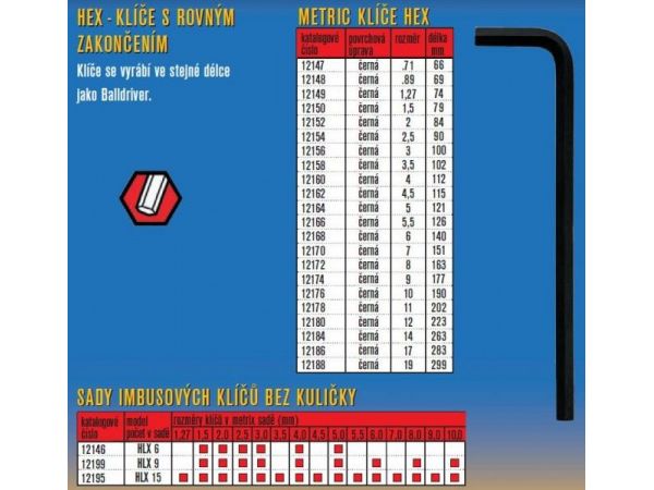 Klíč imbus s kuličkou, prodloužený - BONDHUS