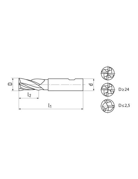 Fréza válcová čelní krátká 1 břit do středu typ N  F140618 - ZPS