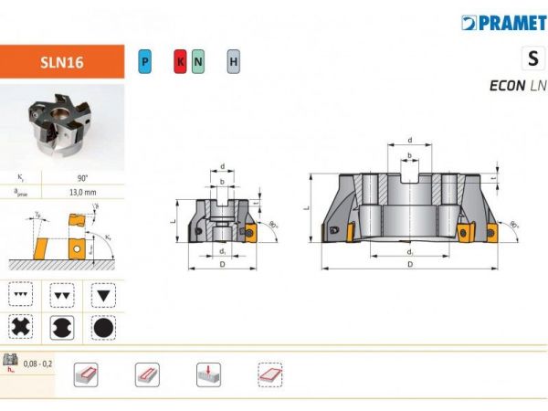 Čelní nástrčná fréza do rohu pozitivní S90LN16...