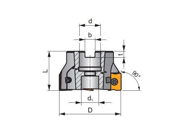 Čelní nástrčná fréza do rohu pozitivní S90LN16...