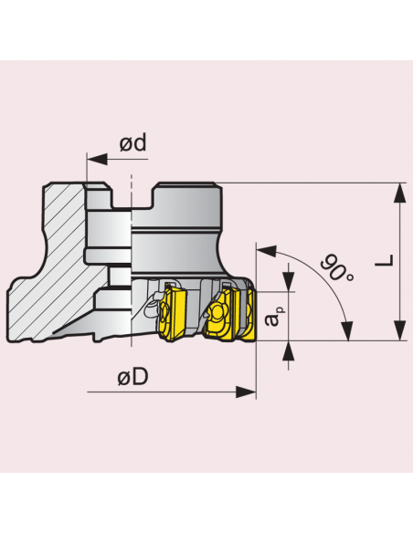 Čelní nástrčná fréza do rohu negativní S90SD12 - PRAMET