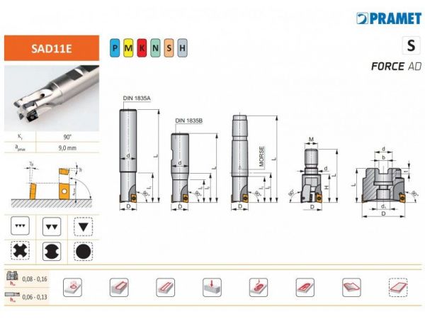 Čelní nástrčná fréza do rohu pozitivní S90AD11E...
