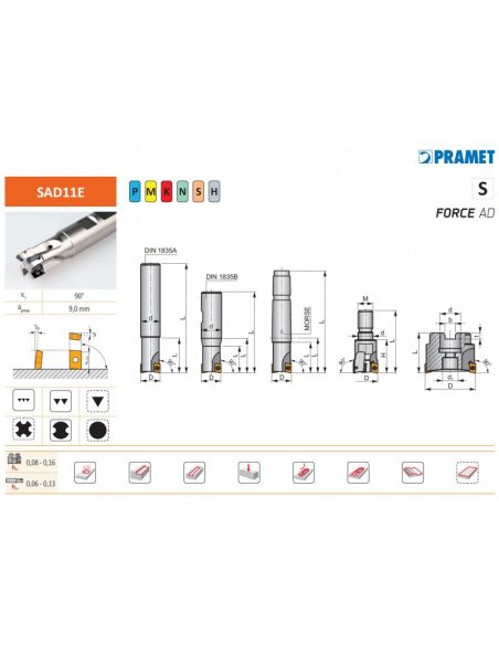 Čelní nástrčná fréza do rohu pozitivní S90AD11E - PRAMET