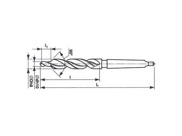 Vrták stupňovitý s kuželovou stopkou na díry pro dřík a hlavu šroubu, 90°, HSS 221259