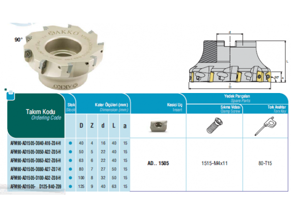 Nástrčná fréza AFM90 AD1505 - AKKO