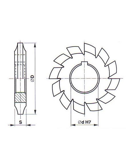 Tvarová kotoučová fréza na evolventní ozubení 222509