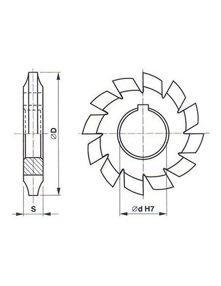 Tvarová kotoučová fréza na evolventní ozubení 222510