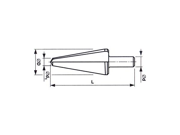 Vrták kuželový s válcovou stopkou na díry do plechu HSS 221260