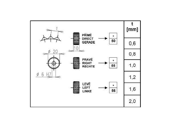Vroubkovací kolečko - šikmé levé - 227156