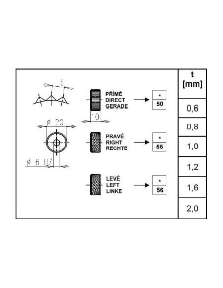 Vroubkovací kolečko - šikmé levé - 227156