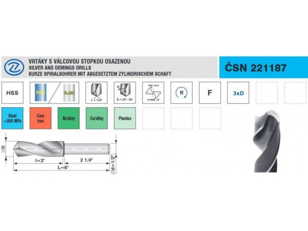 Vrták s válcovou stopkou osazenou - 221187