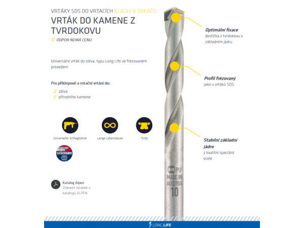 Vrták vidiový do kamene a zdiva  10X120X80  ALPEN