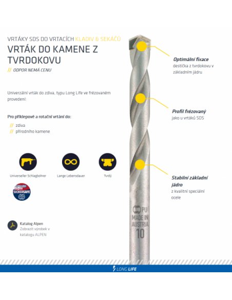 Vrták vidiový do kamene a zdiva  10X120X80  ALPEN