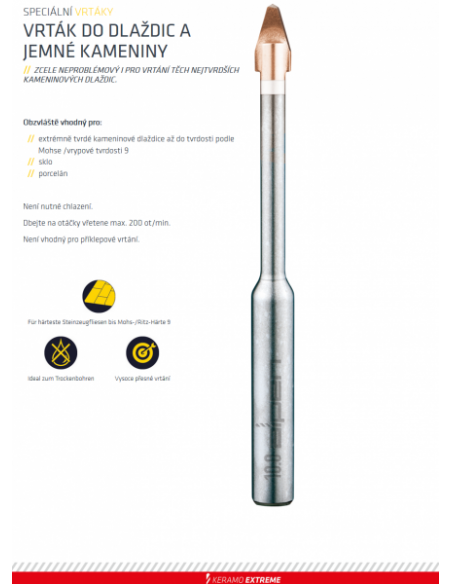 Vrták vidiový na slinutou dlažbu  8x120 ALPEN