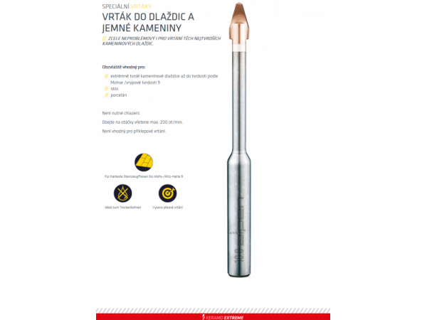 Vrták vidiový na slinutou dlažbu "Keramo...