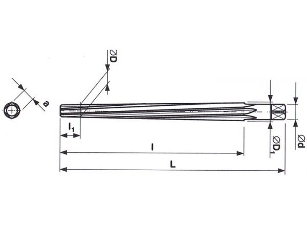 Výstružník ruční kuželový 1:50 HSS, form B...