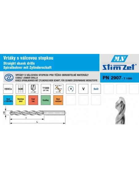 Vrták s válcovou stopkou, vysoce výkonný  8,6mm STIMZET