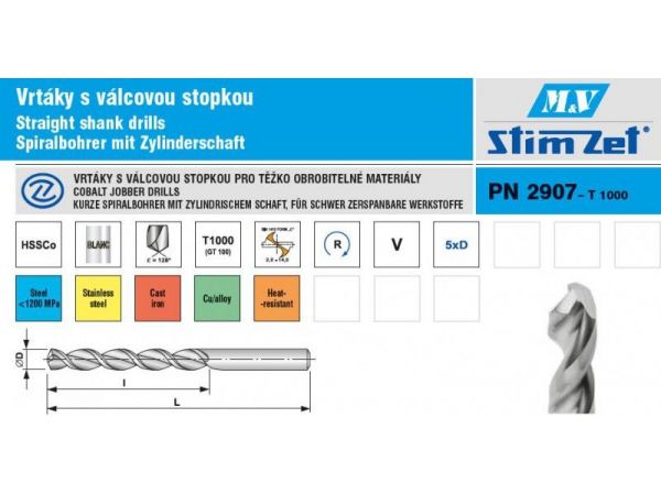 Vrták s válcovou stopkou, vysoce výkonný  16mm...