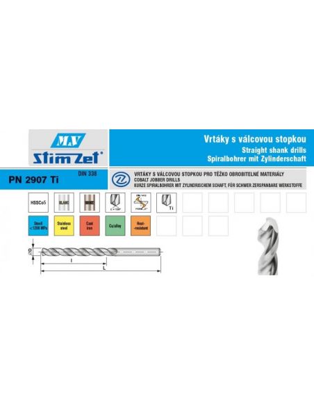 Vrták s válcovou stopkou, vysoce výkonný  6,4mm STIMZET